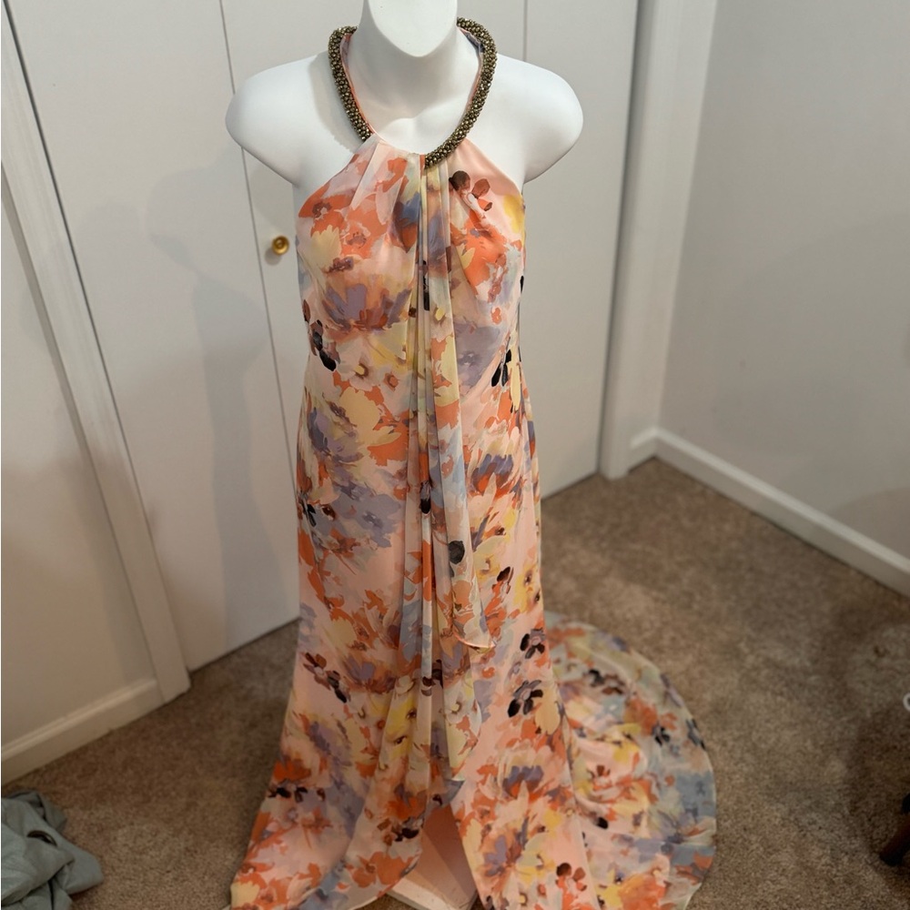 Macy's Orange Halter Maxi Gown for Brides